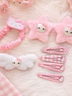 Hello Kitty Pink Hair Accessory Set Bundle New Kawaii